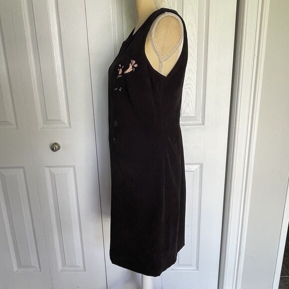 Vintage 90's Vision Apparel Black Dress Womens Size 8 Faux Suede Sleeveless - Picture 5 of 16